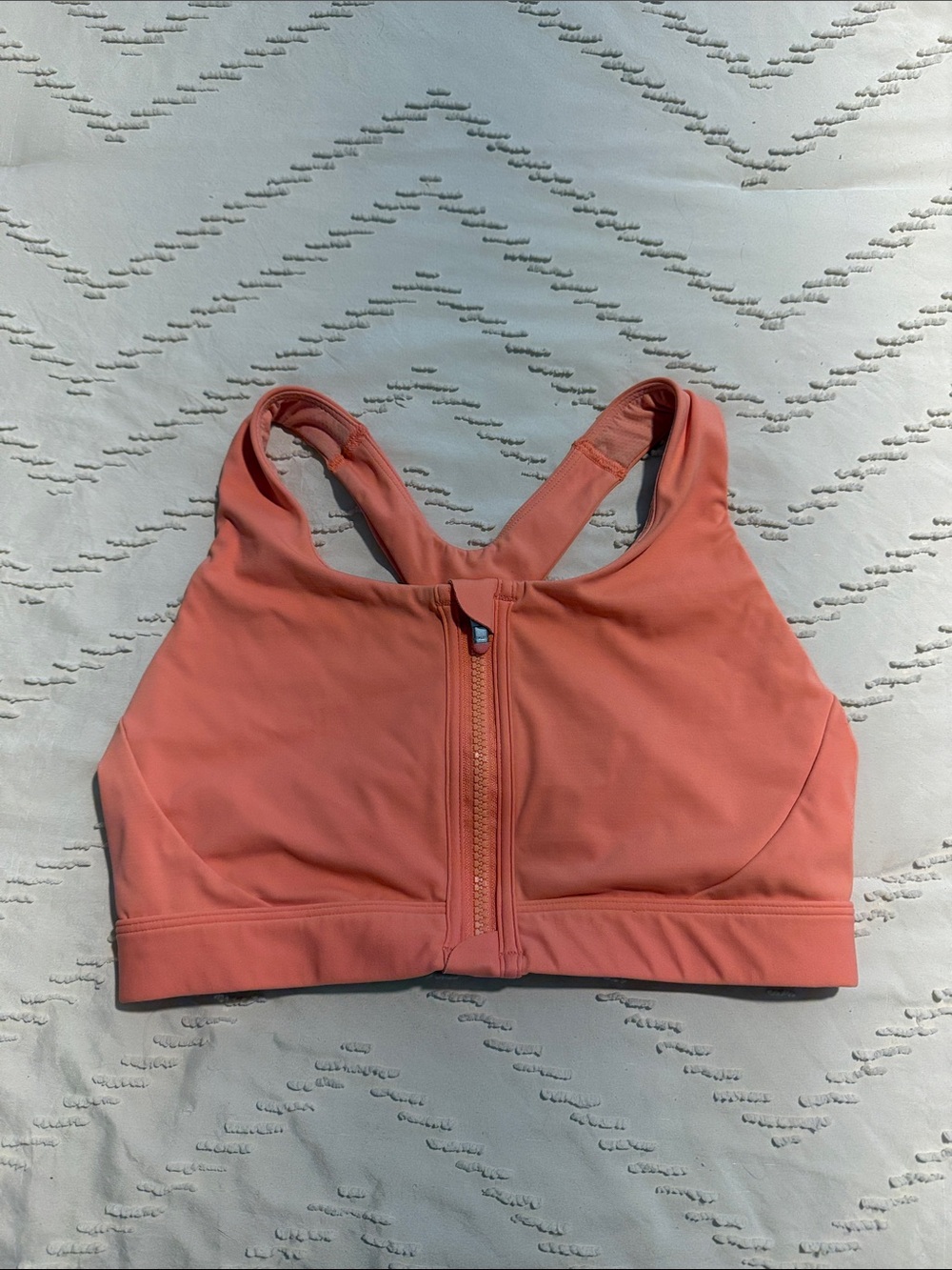 Athleta Coral Front-Zip Racerback Sports Bra